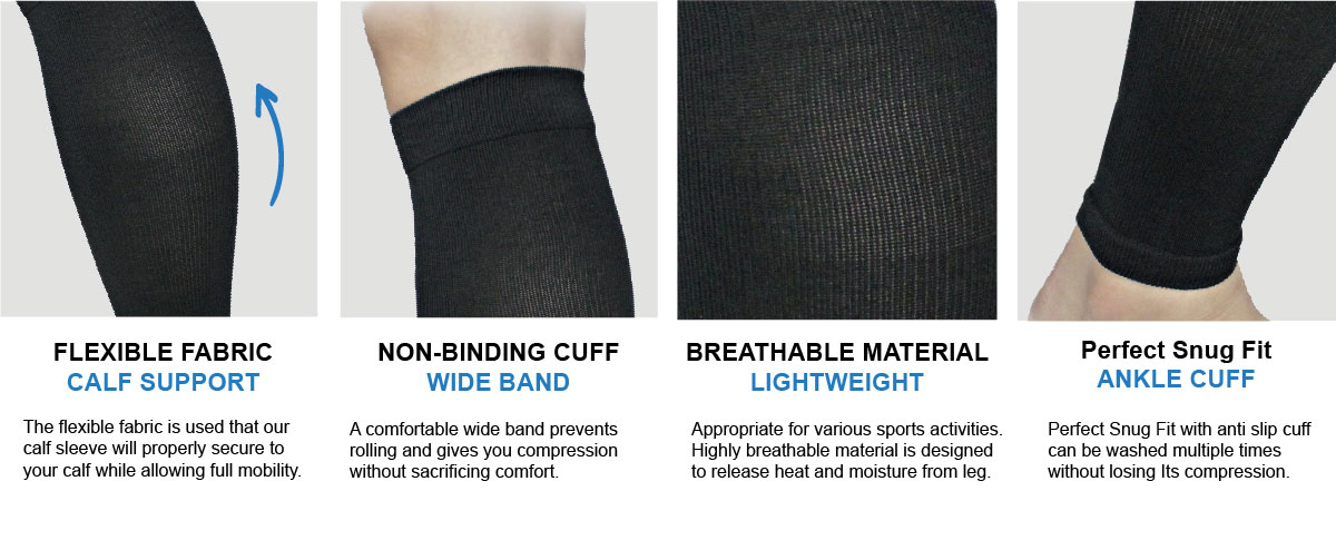 Wide leg compression sleeve, Shin Splints, Varicose Vein Treatment, Calf Compression Sleeves, Footless Compression Socks