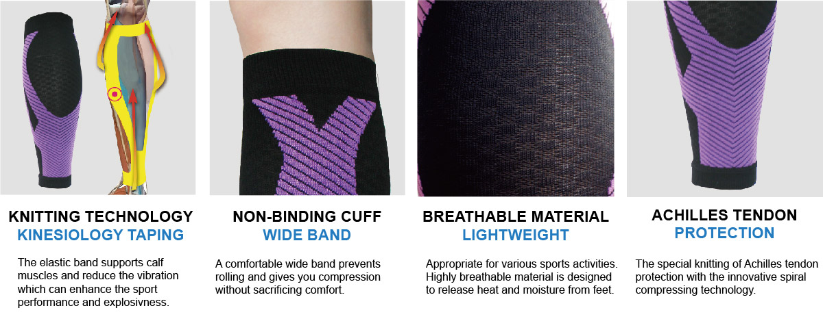 Wide leg compression sleeve, Shin Splints, Varicose Vein Treatment, Calf Compression Sleeves, Footless Compression Socks