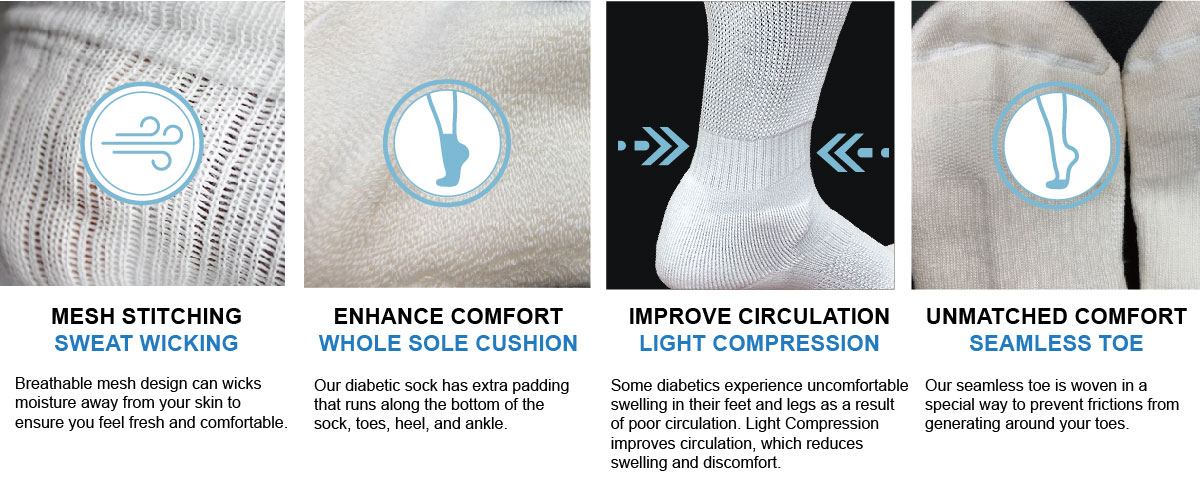 Non-Binding Diabetic Socks_Crew Socks_Cushion Socks_Foot Padding Socks_Custom Socks